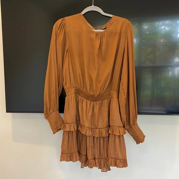 Do+Be Dresses | Brown/Caramel Mini Dress With Cinch Waist And Ruched Details | Color: Brown | Size: L | Sgfashionfinds's Closet